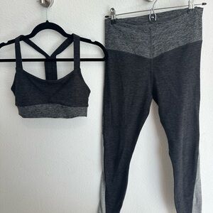 Fabletics Charcoal and Black Active Bra and Leggings Set
